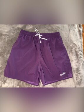YoungLA Purple Men’s Athletic 5” Shorts with White Drawstring